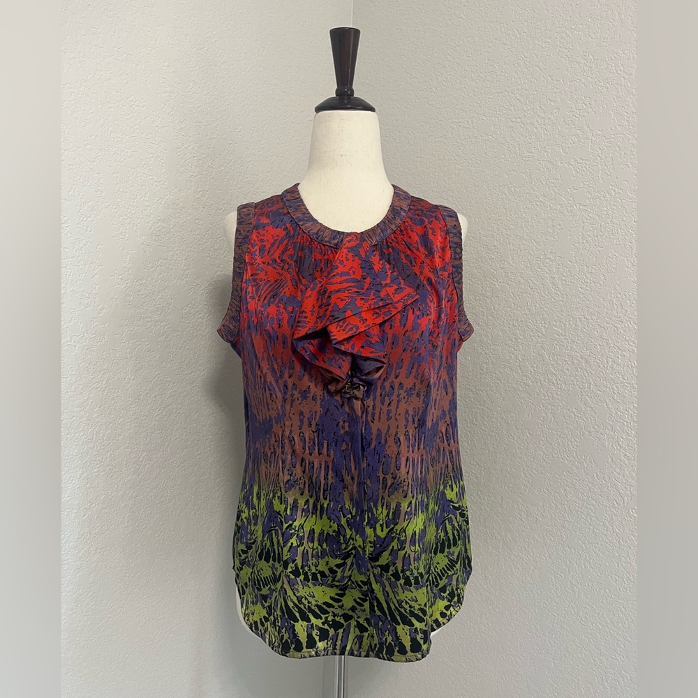 Eccoci Silk Blouse Top Multicolor Sleeveless